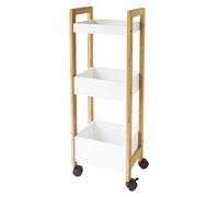 GELCO 709803 Nato Carrello con 3 vassoi bambù Bianco 79 x 19 x 28 cm