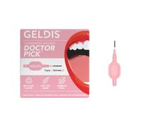 GELDIS Scovolini Dentali Doctor Pick - Scovolino Interdentale per Pulizia Denti, Scovolino Denti per Igiene Dentale, Rimuovi Tartaro Denti, 7 pezzi - Con Cappuccio (Rosa, 0,4mm)