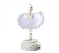 Gelentea - Carillon con ballerina con piume, ispirata al balletto Il lago dei cigni, regalo di compleanno, battesimo, idea regalo per ragazze, colore bianco