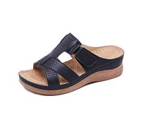 Gelentea Sandali ortopedici da donna Premium Open Toe Vintage antiscivolo traspiranti per l'estate, Nero , 43 EU