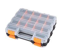 Gelewuld Scatola di smistamento per viti su entrambi i lati, 34 scomparti, con divisori rimovibili, scatola a vite, organizer per viti, chiodi e piccole parti