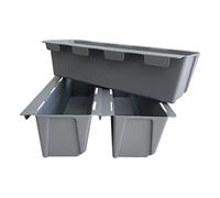 Geli Easy - Vaso da fiori per pallet europei, set da 3 pezzi, grigio chiaro