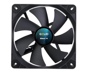 Gelid Solutions Silent 14 Black | Ventola da 140 mm | Funzionamento silenzioso | Pale della ventola ottimizzate | Flusso d'aria elevato | Connessione a 3 pin | RPM 1000 | 140 x 140 x 25 mm | Nero