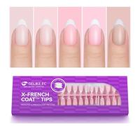Gelike ec Press On Nails - Gel x Faux Glue-on Nails Copertura corta francese a mandorla per la qualità del salone, 4 Colore Rosa Nudo Capsule Americaine Nail 160pcs 12 dimensioni (francese con design)