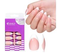 Gelike ec Soft Gel Press On Nails: Rosa French Mandorle Gel x Unghie Tips Medium Full Cover Unghie da incollare No Need Top Coat for Salon Qualità Piacevole Sensazione 60pcs 15 misure