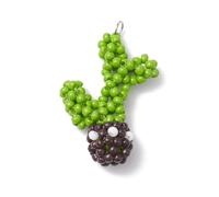 Gelirda 10 ciondoli a forma di cactus, fatti a mano, in vetro, a forma di pianta in vaso, per la creazione di gioielli, collane, bracciali, Metallo non prezioso