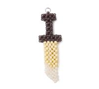 Gelirda 5 ciondoli decorativi a forma di pugnale in colori misti, con perline di vetro, a forma di spada, fatti a mano, per gioielli e artigianato, Metallo non prezioso