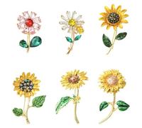 Gelirda 6 spille colorate a forma di girasole con margherita in cristallo, per cappelli, zaini, vestiti, decorazione