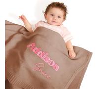 GELLEDI Doux Tricot épais Personalizzabile Neuf Decke - 40x30 pouces à la main - Bestickt, benutzerdefinierte Nome Baby-Decke pour Jungen & Mädchen, Premium-Strickstoff (Kamel)