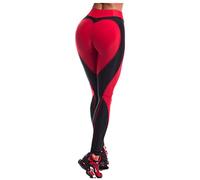 Gellmall Leggings da donna a vita alta, con cuori, per yoga, jogging, push up, fitness, da donna, per palestra, allenamento, morbidi ed elastici, Colore: rosso, L