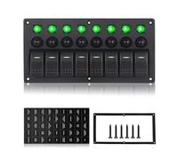 Geloo 8 Gang Pannello Interruttori a Bilanciere 12/ 24 V Interruttore a levetta Marine Barca Rocker Interruttori LED Luce ON-Off Alluminio IP65 Impermeabile per Auto, Barca, Camper