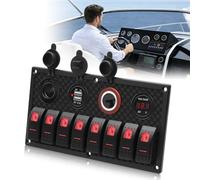 Geloo Pannello Interruttore a Bilanciere a 8 gang 4 in 1 Multi-funzione Impermeabile Interruttore a levetta per Auto, Barca, Camper (rosso)