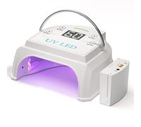 Gelpal Lampada per unghie professionale senza fili UV LED, 80 W, luci UV per unghie con 45 perline e batteria ricaricabile, essiccatore portatile per unghie in gel a LED, per salone o casa, bianco