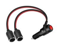 GELRHONR 1 a 2 accendisigari splitter adattatore, 12 V 24 V 2 vie cavo di prolunga per accendisigari con interruttore ON OFF, Presa Accendisigari da maschio a femmina con fusibile da 15A-0.2M