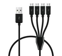 GELRHONR 4-in-1 Micro USB Splitter Cord, USB 2.0 A maschio a quattro micro USB maschio adattatore cavo di ricarica - nero