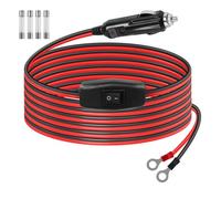 GELRHONR Accendisigari maschio su cavo terminale O-ring, 12 V 24 V, cavo inverter per auto, accendisigari su morsetti con interruttore ON/OFF, fusibile da 15 A (2 m/6,5 Ft)