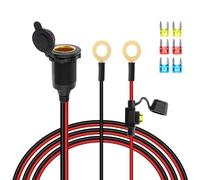 GELRHONR Adattatore accendisigari a cablaggio terminale O-Ring, 12 V-24 V 8 mm terminale con occhiello a presa accendisigari femmina, cavo di prolunga con fusibile da 20 A, per pompa d'aria inverter
