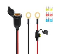 GELRHONR Adattatore accendisigari a cablaggio terminale O-Ring, 12 V-24 V 8 mm terminale con occhiello a presa accendisigari femmina, cavo di prolunga con fusibile da 20 A, per pompa ad aria inverter