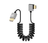 GELRHONR Cavo a spirale Mini HDMI a HDMI 4K, ultra sottile, cavo mini HDMI corto, 18 Gbps 3D 4 K/60 Hz, cavo a molla HDMI ad alta velocità, supporto 3D, per fotocamera DSLR, HDTV, laptop (Right Angle)