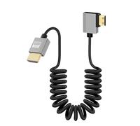 GELRHONR Cavo a spirale Mini HDMI a HDMI 4K, ultra sottile, cavo mini HDMI corto, 18 Gbps 3D 4 K/60 Hz, cavo a molla HDMI ad alta velocità, supporto 3D, per fotocamera DSLR, HDTV, laptop(Left Angle)