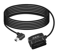 GELRHONR Cavo di alimentazione OBD per telecamera di bordo, adattatore di estensione diagnostica OBD2 a Mini USB a 90 gradi con interruttore, monitoraggio 24 ore / modalità ACC 12-24 V a 5 V/3 A-3,5
