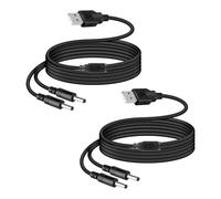 GELRHONR Cavo di Alimentazione USB Maschio a Doppio DC 5V, 2 Pezzi, Cavo Divisore 5.5x2.1mm per Ventilatori, Luci LED, Altoparlanti Bluetooth, Elettrodomestici (DC5135)