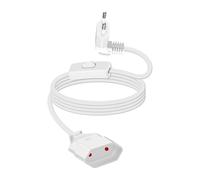 GELRHONR Cavo di prolunga a 90 gradi, con interruttore, cavo di alimentazione bianco, 2,5 A/250 V, per elettrodomestici, lampade, TV, PC, catena luminosa, spina europea
