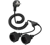 GELRHONR Cavo di prolunga a spirale, cavo di prolunga di contatto protettivo 2 in 1 per interni 16A / 250V, cavo a spirale estensibile da 0,8 m a 1,2 m per esterni o interni (0.8M/Stretch 1.2M)