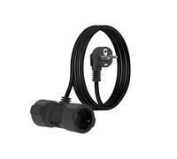 GELRHONR Cavo di prolunga con contatto di protezione, a forma di T Schuko 250 V16 A, IP44, per esterni, contatto di protezione (CEE 7/7) maschio a femmina, per casa, cucina (nero (lungo)