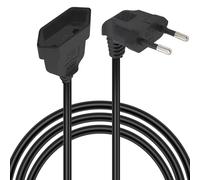 GELRHONR Cavo di prolunga da 90 gradi, 2,5 A/250 V, 0,75 mm², ad angolo retto, per spina europea di tipo C su presa europea di tipo C, per TV PC, monitor, proiettore elettrodomestici, nero (2 m)