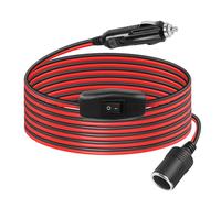 GELRHONR Cavo di prolunga per accendisigari da 2 m, 12 V, presa accendisigari da auto a presa 16 AWG, cavo resistente con interruttore ON Off, fusibile da 15 A, per pompa pneumatici, compressore