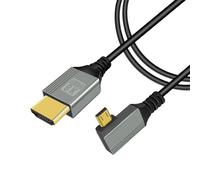 GELRHONR Cavo micro HDMI a HDMI a 90 gradi, 48 Gbps Ultra High Speed Micro HDMI maschio a HDMI maschio Supporto 8 K @60 Hz, 4 K @120 Hz, per GoPro, fotocamere (1 m Left Angle Micro HDMI)