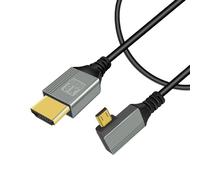 GELRHONR Cavo micro HDMI a HDMI a 90 gradi, 48 Gbps Ultra High Speed Micro HDMI maschio a HDMI maschio Supporto 8 K @ 60 Hz, 4 K @ 120 Hz, per GoPro, fotocamere (0,5 m Left Angle Micro HDMI)