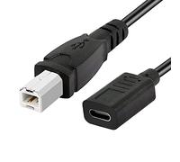 GELRHONR Cavo per stampante USB C, cavo USB C a USB B 2.0, cavo midi da tipo C femmina a USB 2.0 maschio, per stampanti portatili, tastiera midi, 30 cm