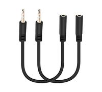 GELRHONR Cavo prolunga audio da 3,5 mm, 0,5 piedi, connettore TRS maschio da 1/8" a connettore femmina, cavo ausiliario per cuffie, computer portatili e telefoni, confezione da 2 unità