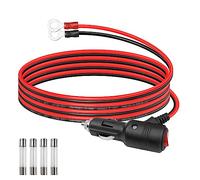 GELRHONR Cavo terminale da accendisigari maschio a O Ring con occhiello con interruttore on/off, 12 V-24 V 16 AWG, cavo di prolunga per accendisigari con fusibile da 15 A, per inverter auto, pompa ad