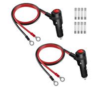 GELRHONR Confezione da 2 cavi di prolunga maschio da 12 V per accendisigari a terminali ad occhiello da 6 mm, cavo di prolunga con interruttore 0,6 m