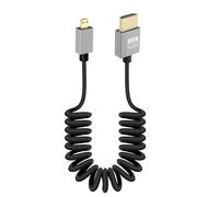 GELRHONR Micro HDMI a cavo a spirale HDMI 4k, cavo Micro HDMI corto a molla flessibile sottile, supporta 18 Gbps 3D 4K@60Hz, per scheda di acquisizione video della fotocamera (Straight)
