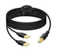 GELRHONR Splitter per cavo stampante, 1 in 2 out, presa USB B a doppia USB A, splitter per stampante a Y con commutatore, per ufficio, casa, due computer, 4,5 m