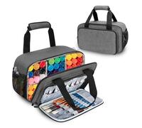 GeluEla Astuccio, grande astuccio per pennarelli, 6 scomparti, grande capacità, astuccio con manico per matite da colorare, pennello fineliner evidenziatore, grigio., Semplice