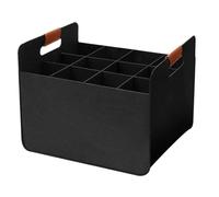 GeluEla Borsa per bottiglie con 12 scomparti, portabottiglie, cestino per bottiglie, in feltro, riutilizzabile, per feste, viaggi, picnic, Nero , Semplice