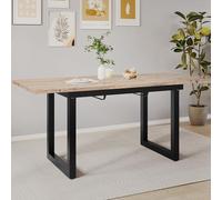 Gelukueub Tavolo da pranzo espandibile, L140/180*W80*H75, stile industriale, rettangolare, per il tempo libero, moderno ferro semplice, tavolo da pranzo multifunzionale salvaspazio (nero+naturale)