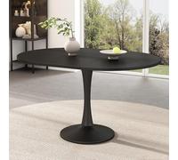 Gelukueub Tavolo da pranzo ovale allungabile per il tempo libero, lunghezza 100/140 x larghezza 100 x altezza 75 cm, moderno conciliatore (nero)