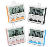 Geluode Timer Digitale 24 Ore, 4 Pezzi Magnetico Con Allarme, Cronometri A 4 Colori