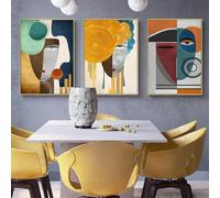 GELYX Figura Astratta Geometrica Pittura su Tela Arte Contemporanea Poster Stampe Facce Immagine di Arte della Parete per Soggiorno Decorazioni per la Casa 40x60cmx3 Senza Cornice