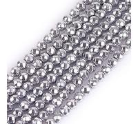 GEM-INSIDE CREATE YOUR OWN FASHION Gem-Inside Naturale 3 mm Non Magnetica Argento Ematite Pietra Sfaccettata Semi Preziosa Perla Sciolta Per Gioielli Filo Perline 38,1 cm DIY Craft Supplies 130 Pezzi