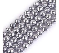 GEM-INSIDE CREATE YOUR OWN FASHION Pietra di ematite argentata non magnetica naturale da 6 mm, sfaccettata, pietre semipreziose, perline sfuse per la creazione di gioielli, filo di perline da 38,1 cm