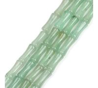 Gem-Inside - Perline in pietra di avventurina verde naturale, 5 x 12 mm, in bambù, per creare gioielli, energia, chakra, pietre