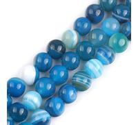 Gem-Inside - Perline sfuse in agata blu da 8 mm, perline rotonde naturali a fascia, pietra energetica per la creazione di gioielli, 38,1 cm