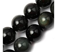 Gem-Inside, perline sfuse in ossidiana nera naturale, 18 mm, perline rotonde energetiche per la creazione di gioielli, 38,1 cm